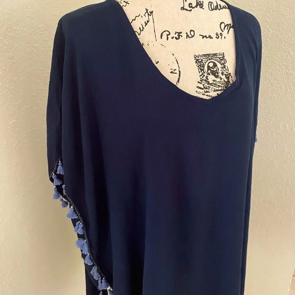 Seafolly Kaftan Tassel Trim Cover Up Dress